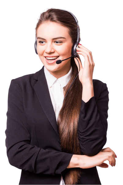 Happy customer support representative smiling
